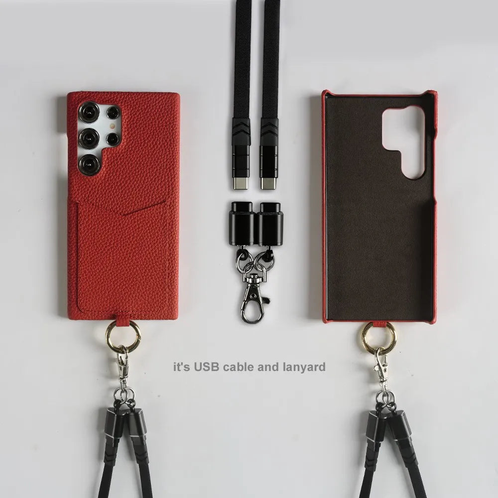 【本革シリーズ】ストラップ付き カードポケットレザースマホケース｜iPhone対応 #241014