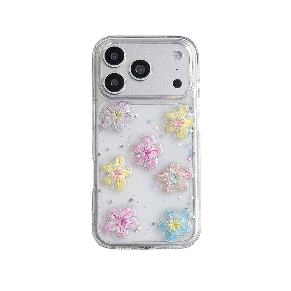 カラフル ハイビスカス フラワー クリア iPhoneケース｜ガーリー・花柄・レトロ #261050