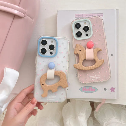 【木製アニマルリング】プチフラワー スマホケース｜iPhone対応 #250505