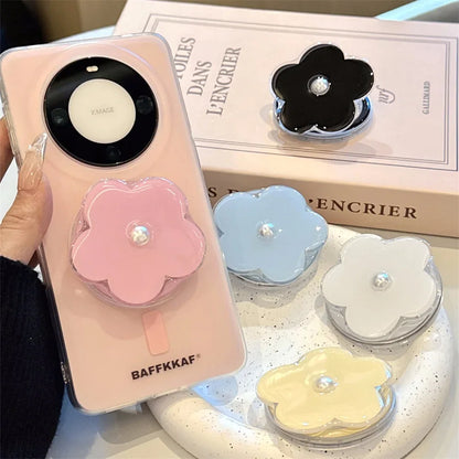 【スマホグリップ】フラワーパール パール付き お花 スタンド｜Magnet対応  #241113