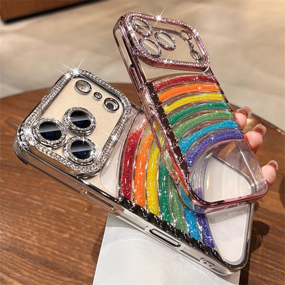 【グリッターレインボー】七色アーチ × クリアキラキラケース｜iPhone対応 #240908