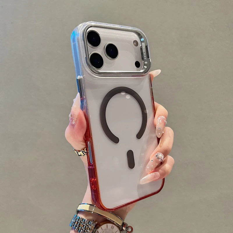 【グラデーションフレーム】 ワンタッチスタンド クリア スマホケース｜iPhone対応 #240902