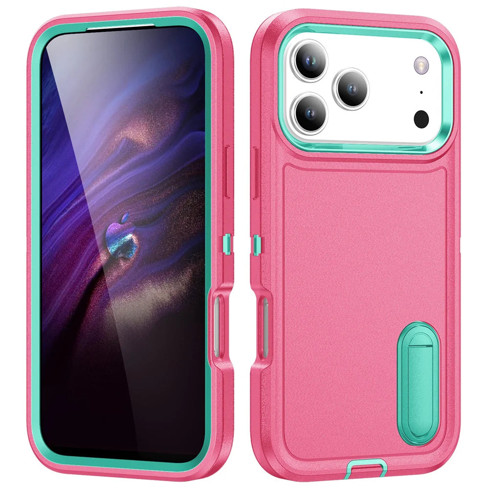 スタンド付き 耐衝撃 iPhoneケース｜折りたたみキックスタンド ネオンバイカラー #240109