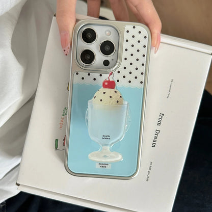 【アイスクリーム ソーダ デザイン】レトロポップスマホケース｜iPhone対応 #250806