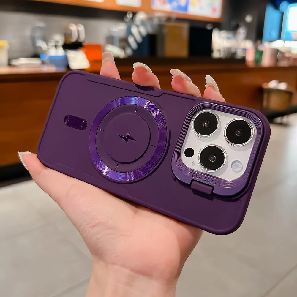 【Magsafe対応】耐衝撃 スタンド付き シリコン スマホケース おしゃれカラー TPU＋PC ハイブリッドリング付きカバー #250404