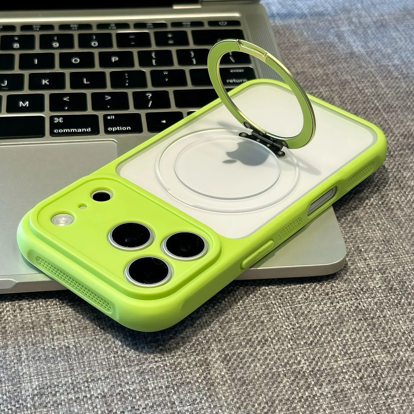 マットカラー iPhoneケース｜ビビッド配色・リング一体型・耐衝撃デザイン #240412