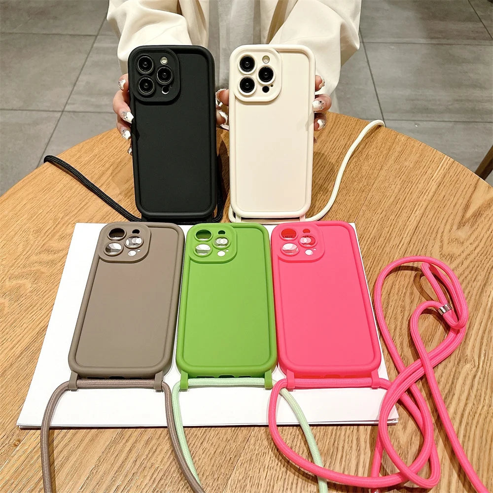 【シンプルシリーズ】無地ショルダーストラップ付き おしゃれ肩掛け スマホケース｜iPhone対応 #250901