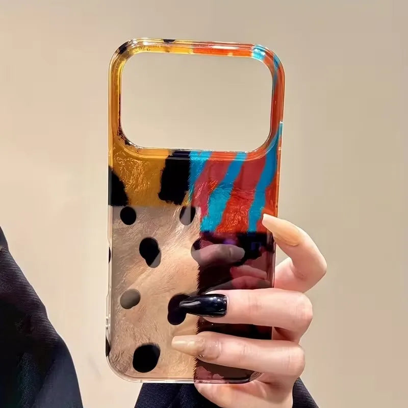 【アートペイントデザイン】マーブルカラー スマホケース｜iPhone対応 #250206