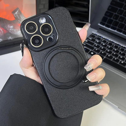 レザー調 リング付き iPhoneケース｜スタンド対応・マット仕上げ #260103