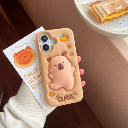 【アニマルシリーズ】立体デザイン うさぎ くま ブタ アヒル かわいいアニマル スマホケース｜iPhone対応 #250927