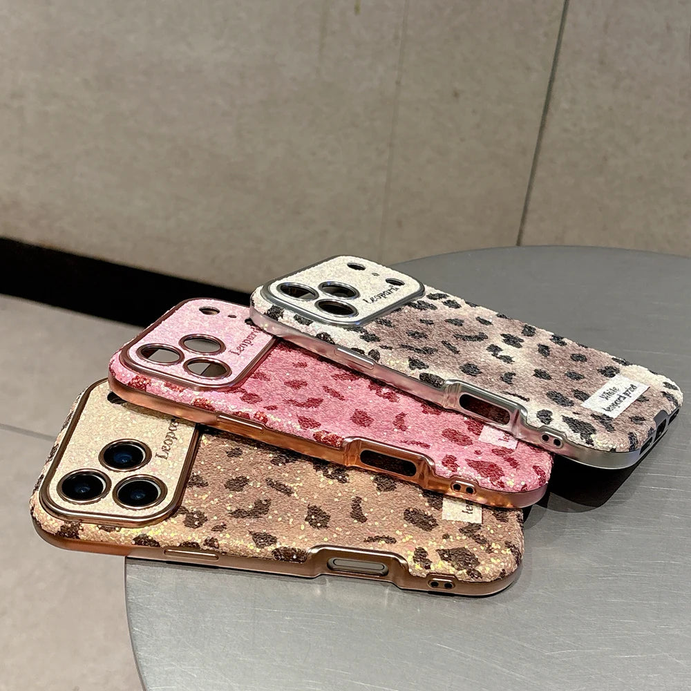 【グリッターレオパード】キラキラ ラメ ヒョウ柄 スマホケース｜iPhone対応 #250430