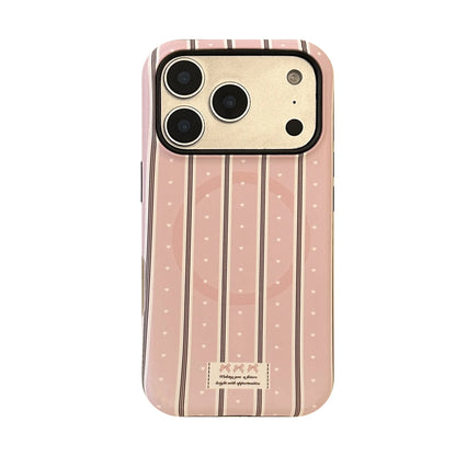 リボンストライプ グリップ付き ガーリー Magnet内蔵 iPhoneケース #260610