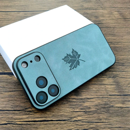 【マットシリーズ】リーフ 葉っぱデザイン 高級感 レザー調 シンプルスマホケース｜iPhone対応 #251111