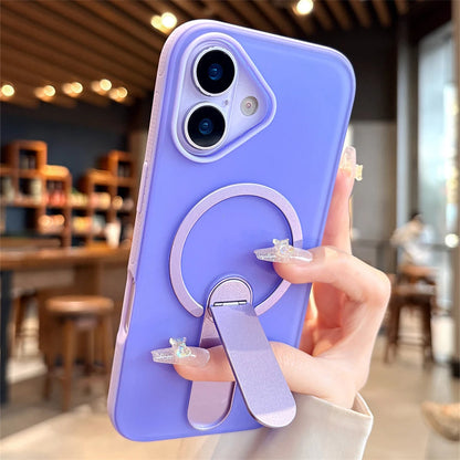 折りたたみメタルスタンド付き マットカラー Magnet内蔵 iPhoneケース｜キャンディカラー・シンプル #260036