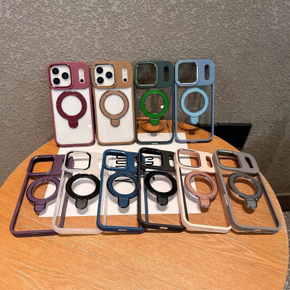 【リングスタンド】耐衝撃クリア×メタルリング付きスマホケース｜iPhone対応 #250304