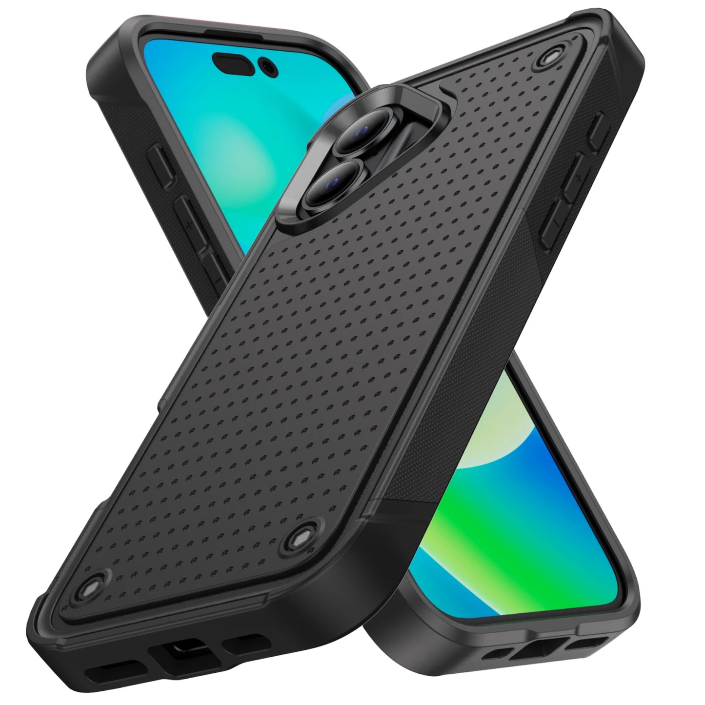 グリップデザイン 耐衝撃 iPhoneケース｜滑り止めバックパネル #240107