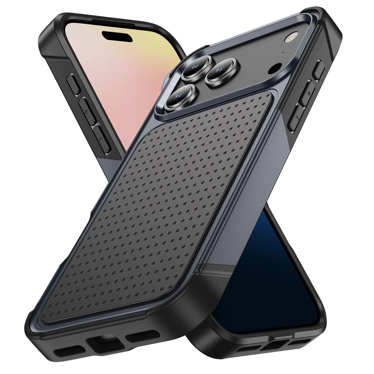 グリップデザイン 耐衝撃 iPhoneケース｜滑り止めバックパネル #240107
