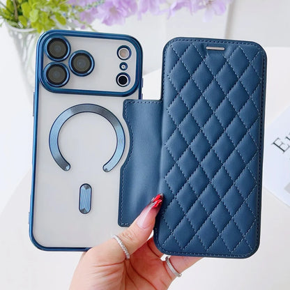 キルティング レザー調 手帳型 iPhoneケース｜クリアケース・マグネット内蔵 #240305