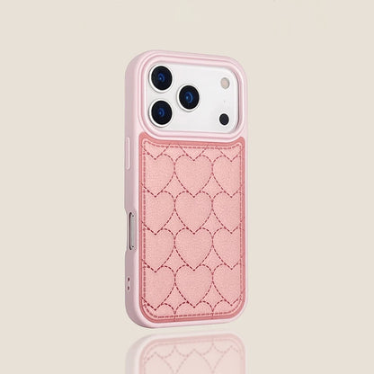 【ハートキルティング 】立体ステッチ レザー調 スマホケース｜iPhone対応 #241022