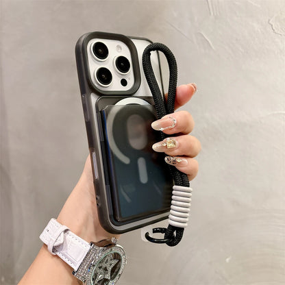 クリアストラップ カード収納 iPhoneケース｜カラーループ付き #240313