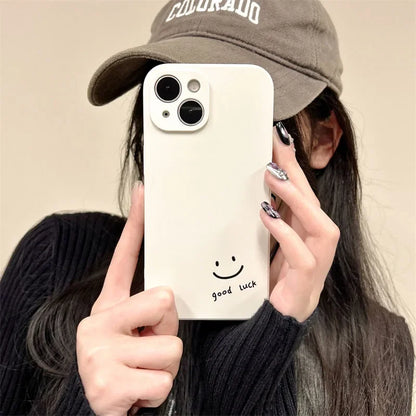 【ニコちゃんシリーズ】goodluck シンプルメッセージ ニコちゃん マット iPhoneケース #260304