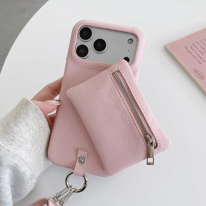 【ミニウォレットジップ】ファスナーポケット × レザー調 スマホケース｜iPhone対応 #240804