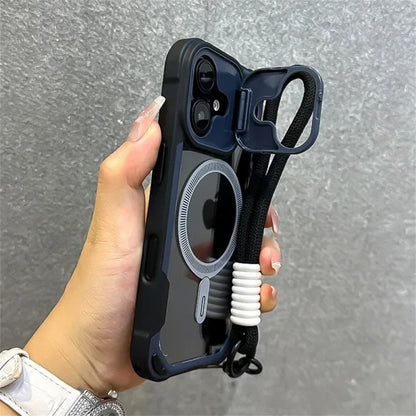 カメラカバー付き Magnet内蔵 iPhoneケース｜ストラップ付き レンズ保護 #240104
