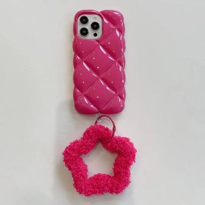 【もこもこスターストラップ】立体ダイヤ風 キラキラ光沢 スマホケース｜iPhone対応 #250926