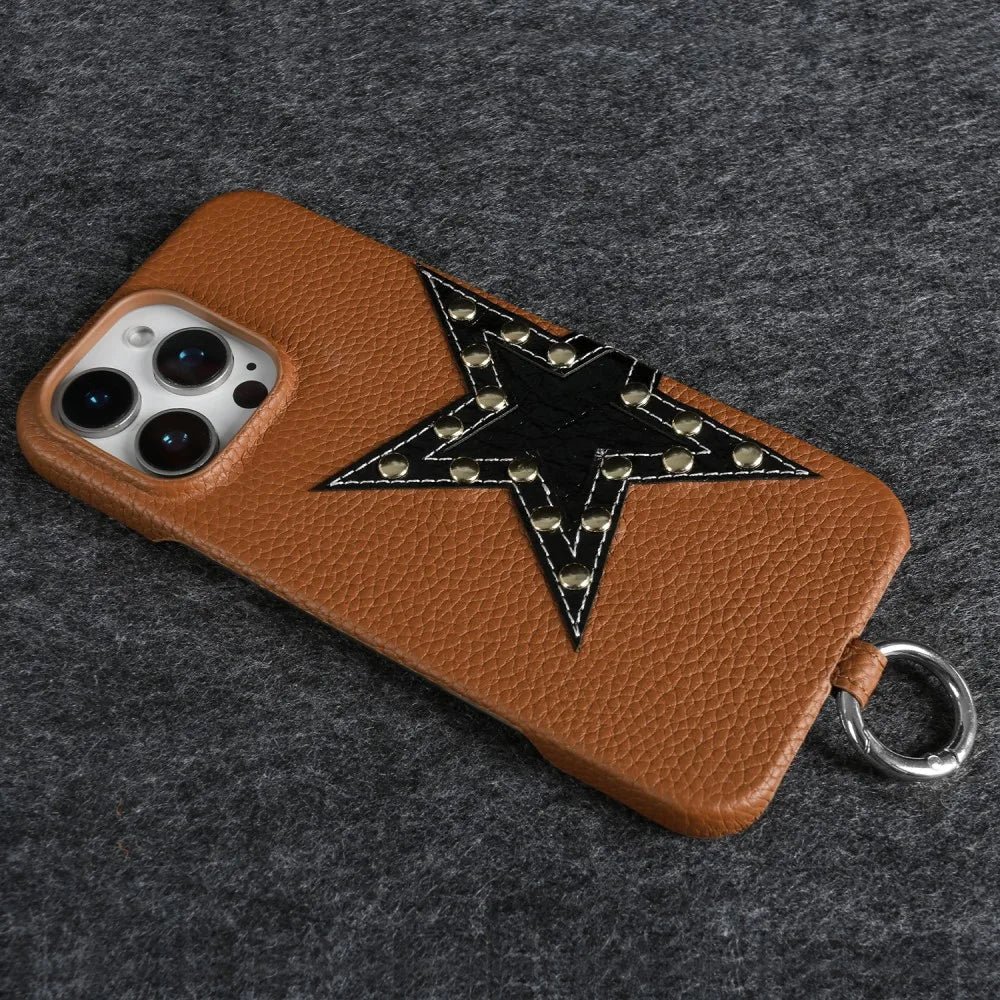 新品☆ENLA スタースタッズ 本革iPhoneケース☆ダークネイビー - 22色