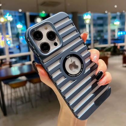 【アルミ調デザイン】メタル スーツケースデザイン 耐衝撃 スマホケース｜iPhone対応 #250414