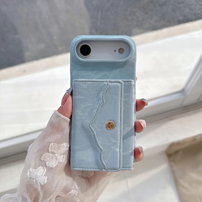 ベルベット調 ウォレット カード収納＆ミラー付き iPhoneケース｜淡色・上品ニュアンス #260013
