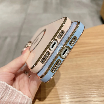 【ハートシリーズ】ゴールドフレーム＆ハートデザイン 高級感おしゃれスマホケース｜iPhone対応 #251112