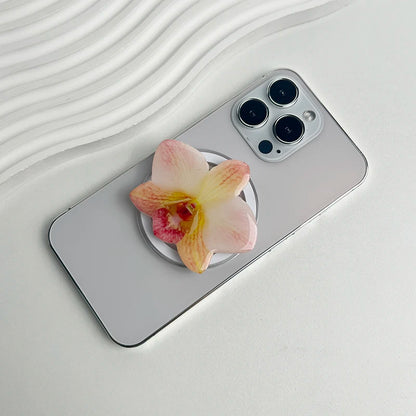 【スマホグリップ】オーキッドフラワー 蘭の花 ポップソケット｜Magnet対応 #241031