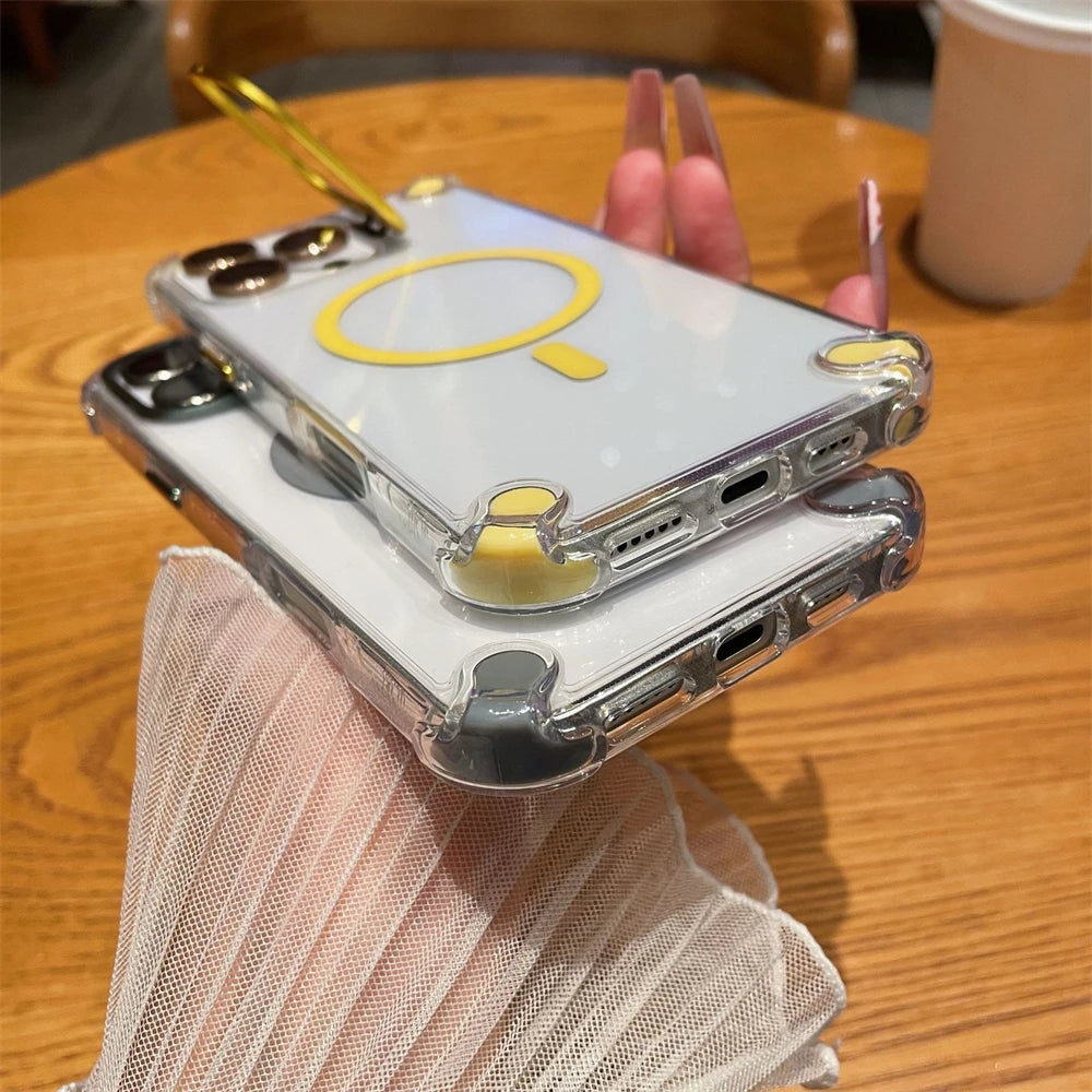 【Magnet内蔵】クリアフレーム リングスタンド デザイン ケース｜iPhone対応 #260124