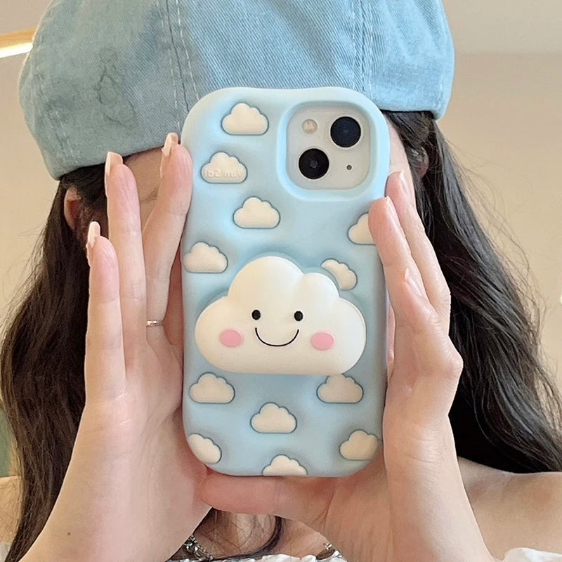 【クラウドシリーズ】3D雲モチーフ ポップデザイン スマホケース｜iPhone対応 #250824