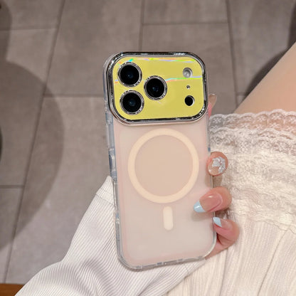 オーロラカラー メッキレンズフレーム Magnet内蔵 クリア iPhoneケース｜きらめき・上品 #260060