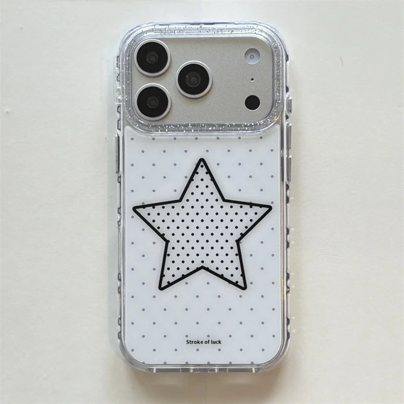 モノトーンドット 水玉 モチーフデザイン 星 ハート ？ iPhoneケース #230928