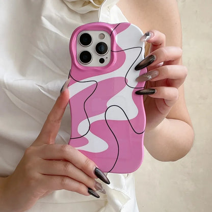 【モノトーンシリーズ】個性派アートライン モダンモノクロデザイン スマホケース｜iPhone対応 #251018