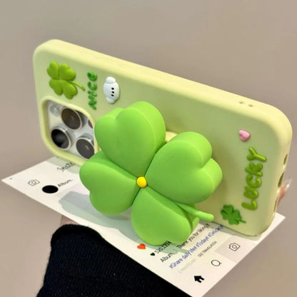 四つ葉 クローバー 立体 韓国 かわいい 幸運デザイン｜iPhoneケース #260515