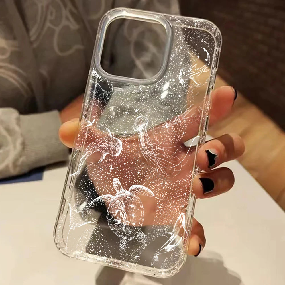 海の生き物 クリア 透け感デザイン iPhoneケース｜シンプル・ナチュラル #260091