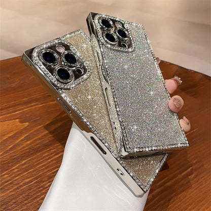 【スクエアシリーズ】グリッターラメ キラキラ スマホケース｜iPhone対応 #250821