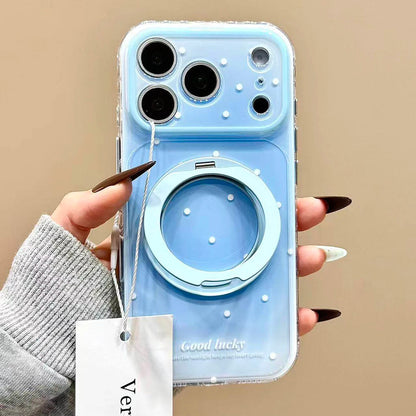 パステルグラデ 水玉 ドット 折りたたみリング付き｜ iPhoneケース #231231