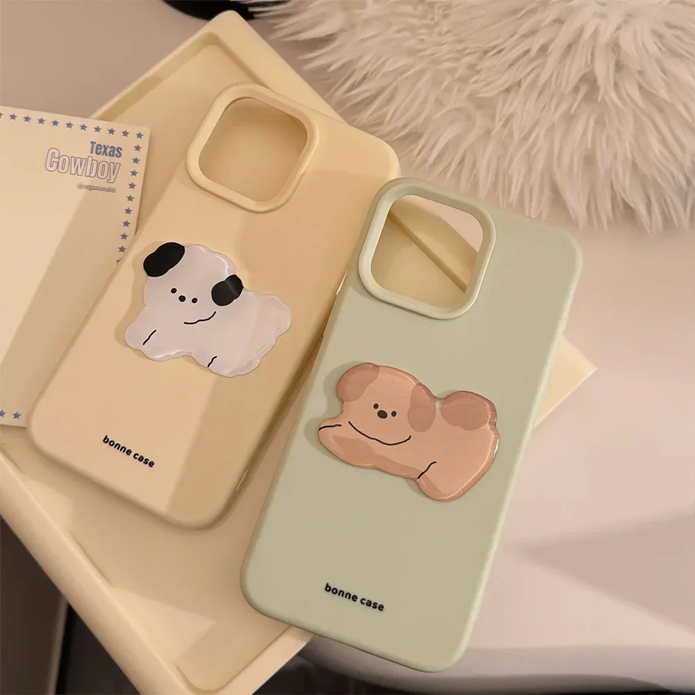【ボヌールドッグ】くすみパステル×わんこモチーフ スマホケース｜iPhone対応 #250220
