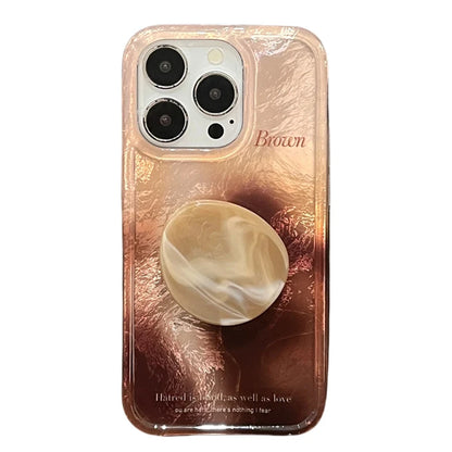 【シェルマーブル】艶めく天然風グリップ付きスマホケース｜iPhone対応 #250627