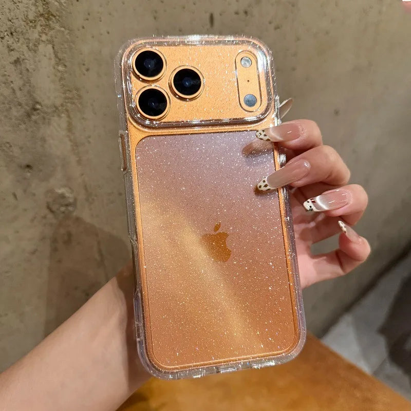 【フルグリッター】きらめく キラキラ 全面ラメ シンプル クリア スマホケース｜iPhone対応 #250427