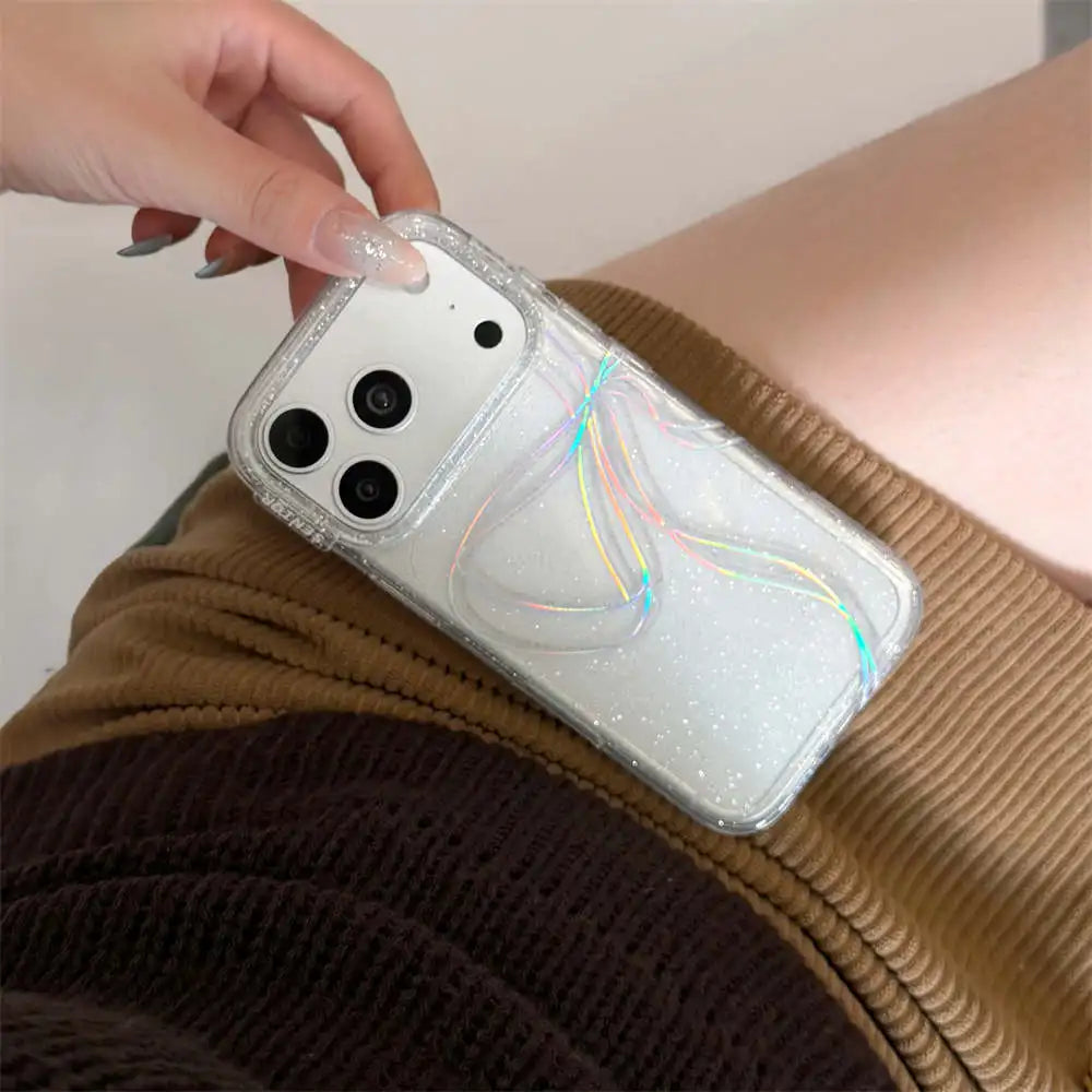 【クリアラメグリッター】リボンモチーフ クリアスマホケース｜iPhone対応 #240625