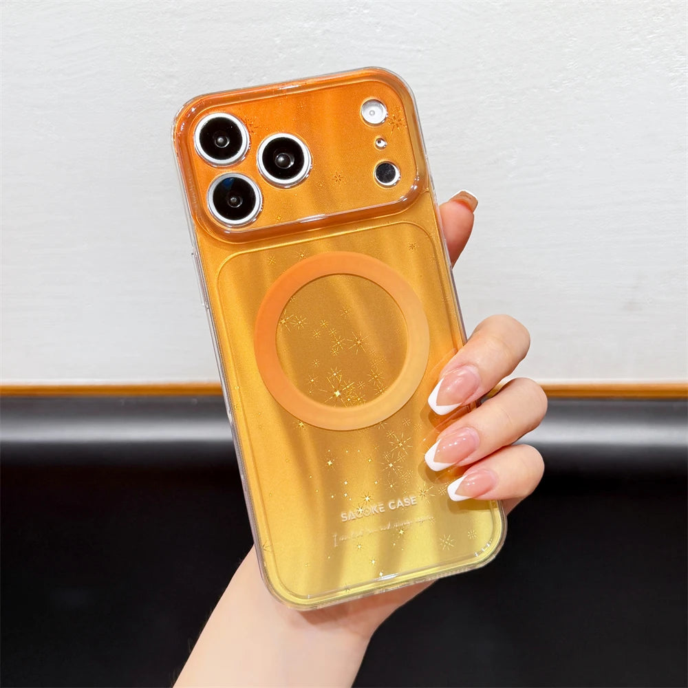 ウェーブ グラデーション ラメ入り Magnet内蔵 iPhoneケース｜キラキラ・クリア #261250