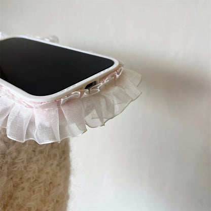 【バニーフリルファー】ふわもこウサギ耳×しっぽ付き スマホケース｜iPhone対応 #241227