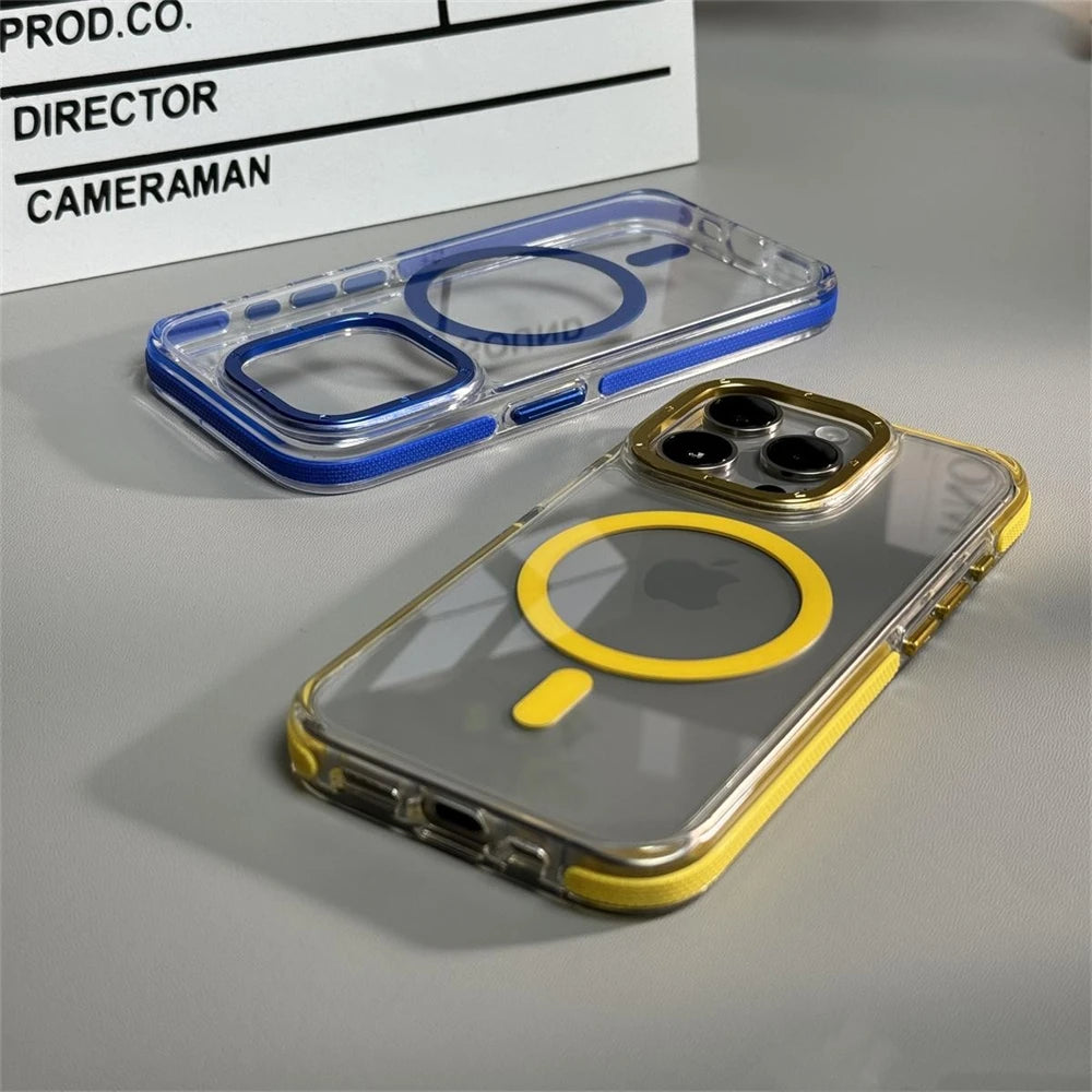 【クリアケース】透明 クリアバンパー iPhoneケース MagSafe対応 カラー縁取り 耐衝撃 スマホケース｜iPhone対応 #250406