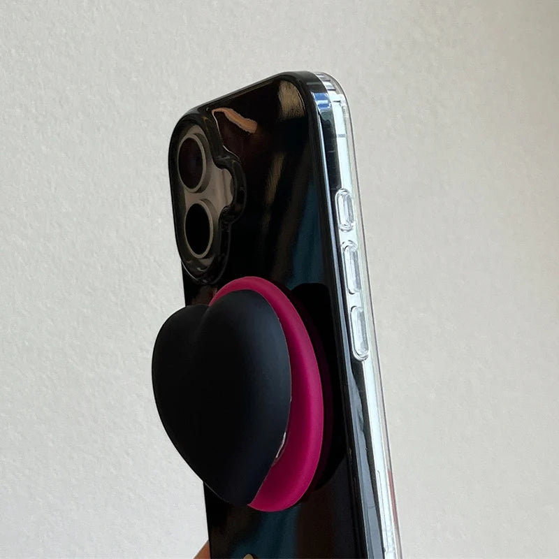 【Magsafe対応】立体 3D ハートグリップ ビビット バイカラー スマホケース｜iPhone対応 #250131